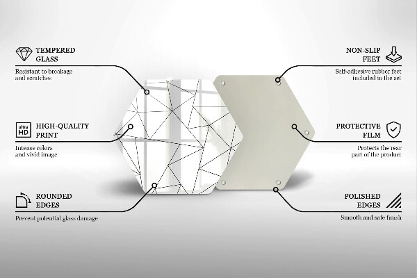 Glass kitchen board White triangles
