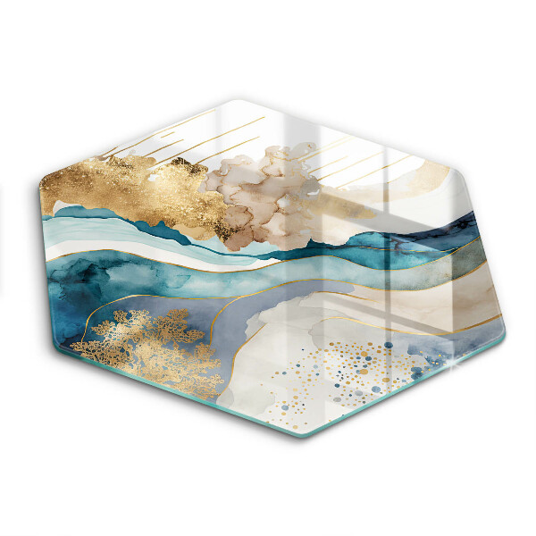 Glass kitchen board Colorful marble