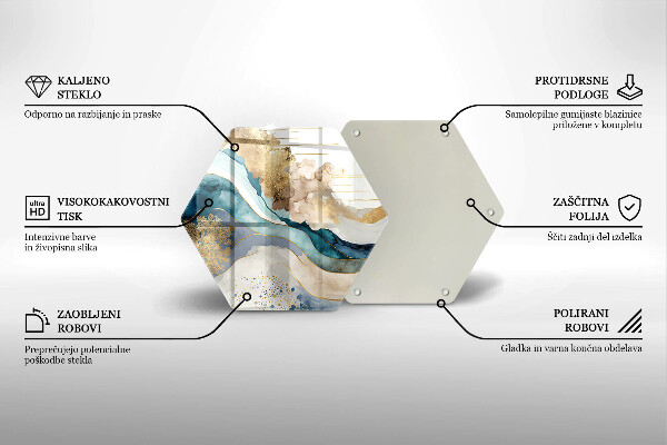 Glass kitchen board Colorful marble