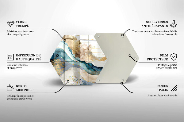 Glass kitchen board Colorful marble