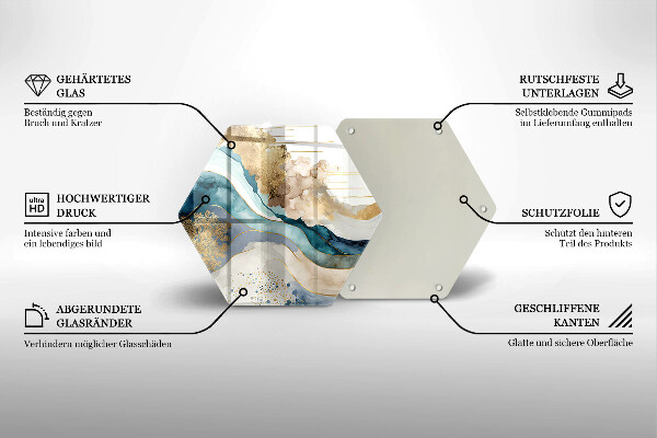 Glass kitchen board Colorful marble