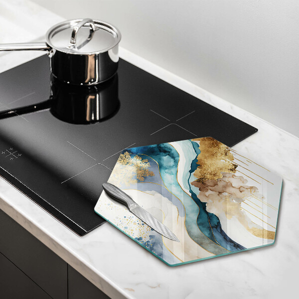 Glass kitchen board Colorful marble