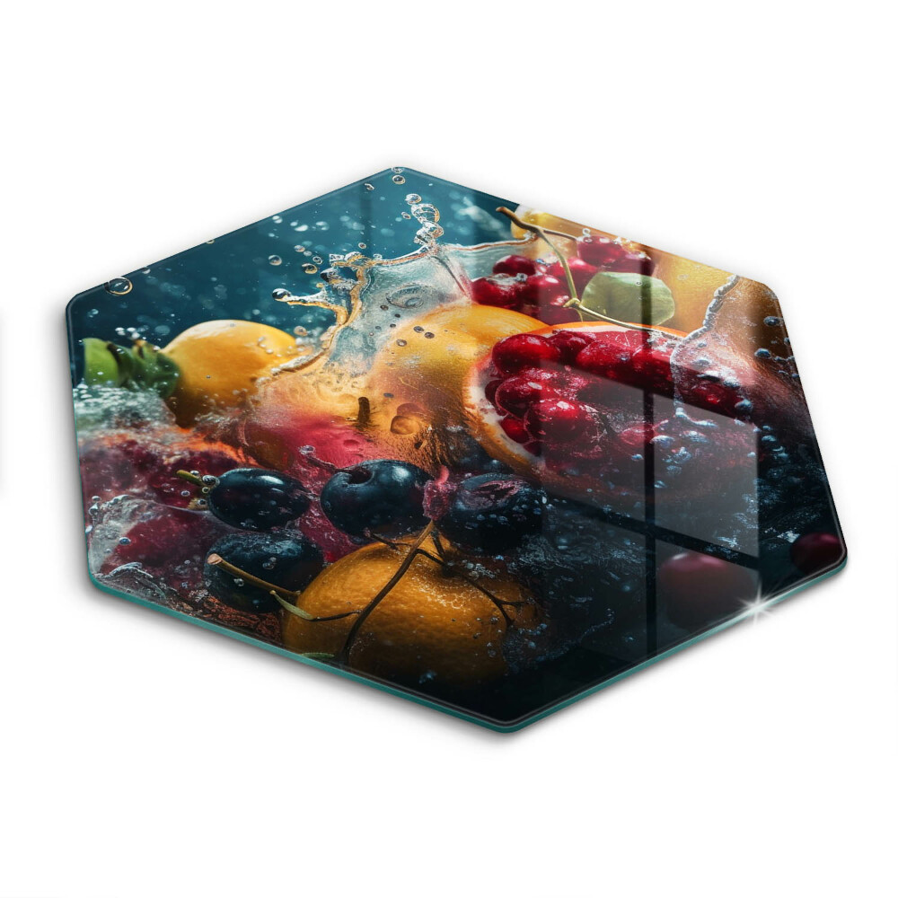 Glass kitchen board Fruits in water