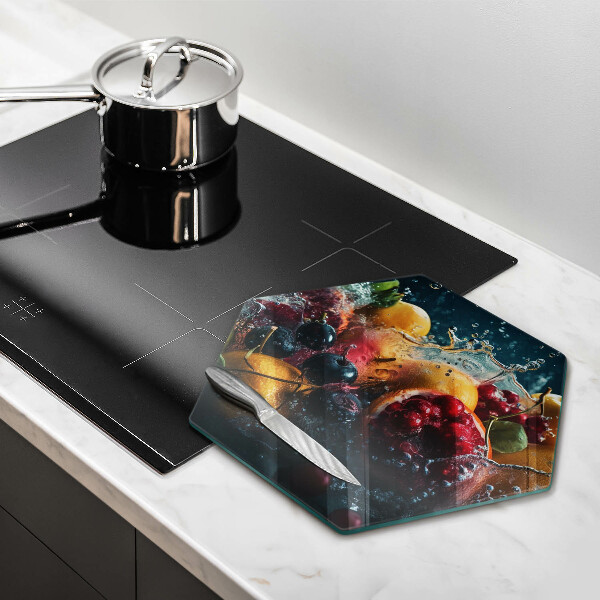 Glass kitchen board Fruits in water