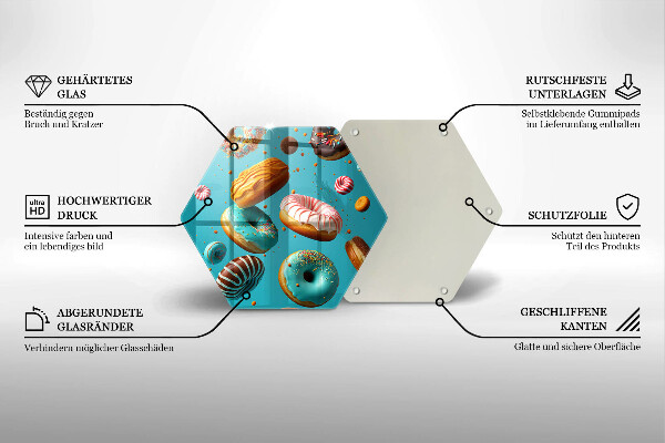 Glass kitchen board Colorful donuts