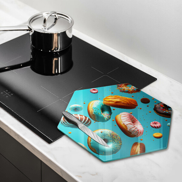 Glass kitchen board Colorful donuts