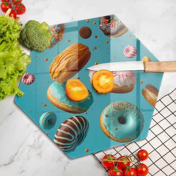 Glass kitchen board Colorful donuts