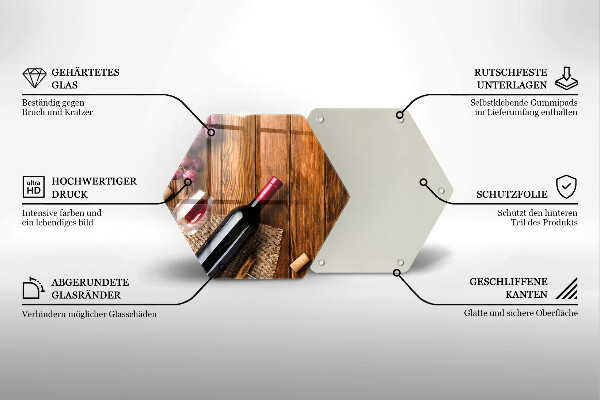 Glass kitchen board A bottle of red wine