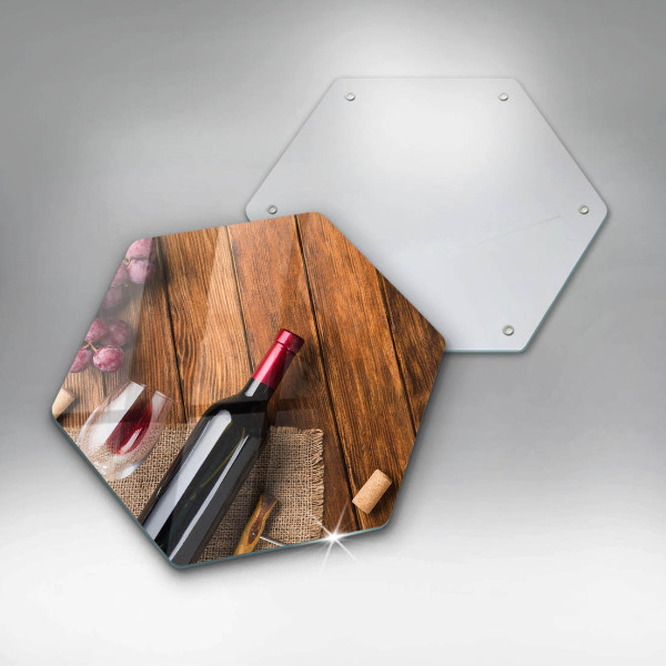 Glass kitchen board A bottle of red wine