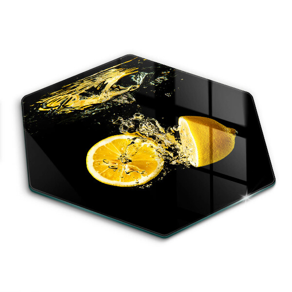 Chopping board glass Juicy lemon fruit