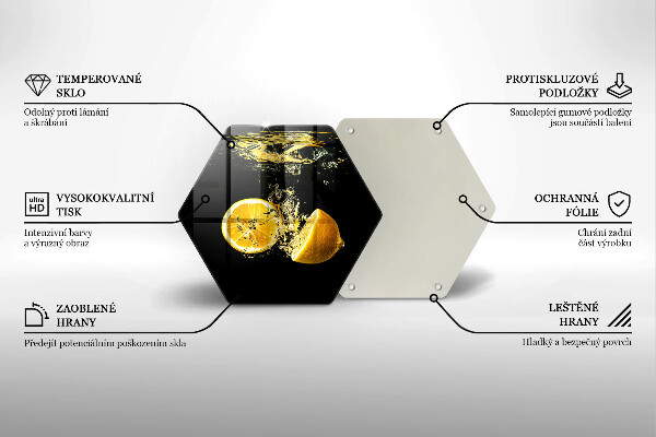 Chopping board glass Juicy lemon fruit