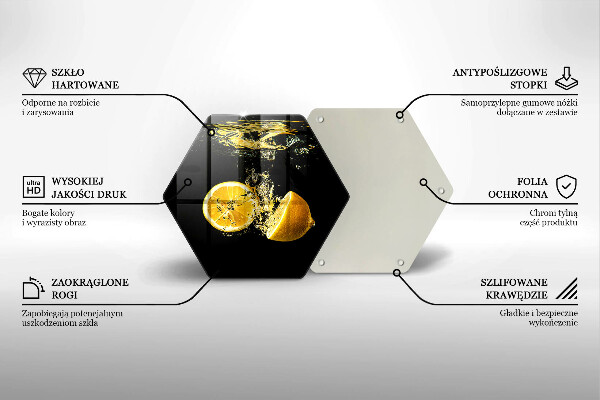 Chopping board glass Juicy lemon fruit