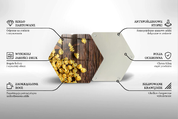 Glass kitchen board Pasta on a table