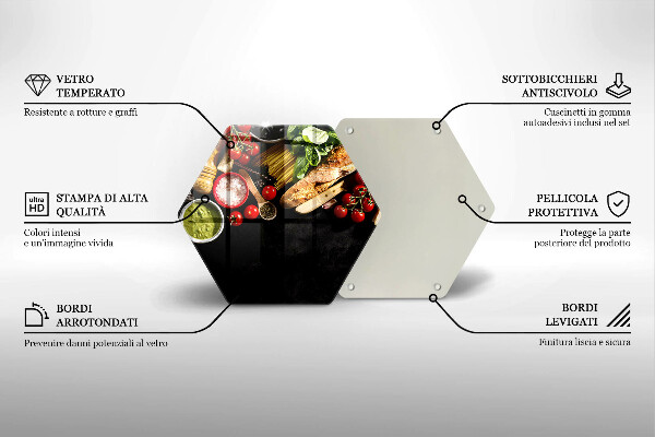 Glass kitchen board Italian ingredients and spices