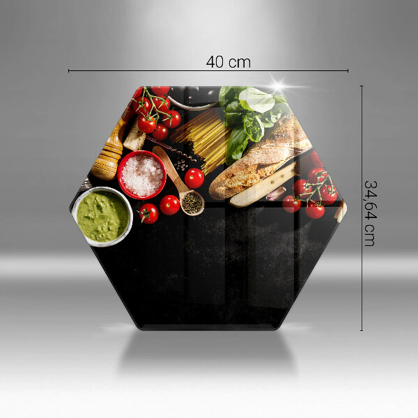 Glass kitchen board Italian ingredients and spices