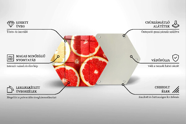 Glass kitchen board Grapefruit slices