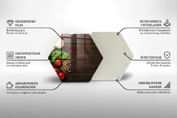 Glass kitchen board Vegetables on the table