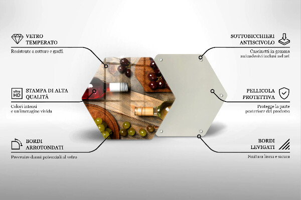 Glass kitchen board Bottles of wine and grapes