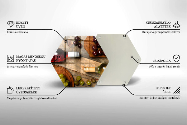 Glass kitchen board Bottles of wine and grapes