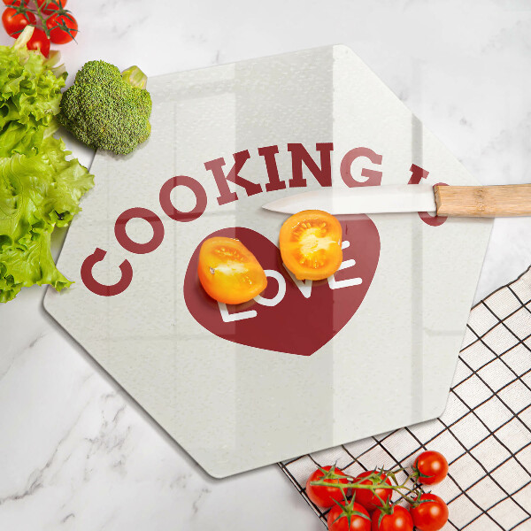 Chopping board The inscription Cooking is love