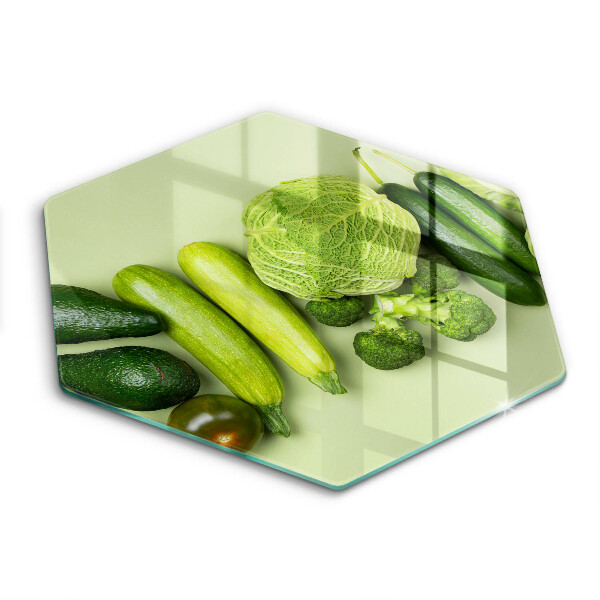 Chopping board Green fruits and vegetables