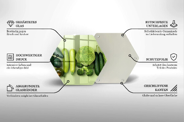 Chopping board Green fruits and vegetables