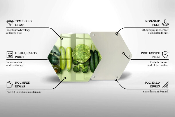 Chopping board Green fruits and vegetables