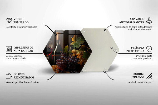 Chopping board A glass of wine and grapes