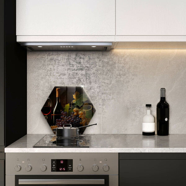 Chopping board A glass of wine and grapes