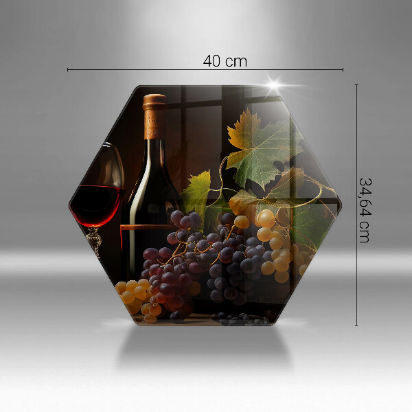 Chopping board A glass of wine and grapes