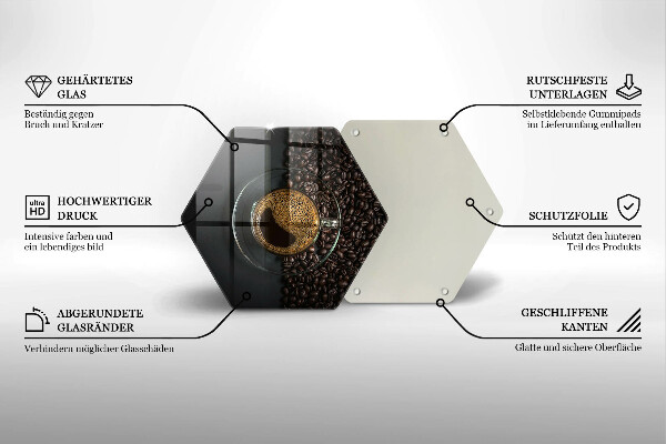 Chopping board glass Coffee and grains