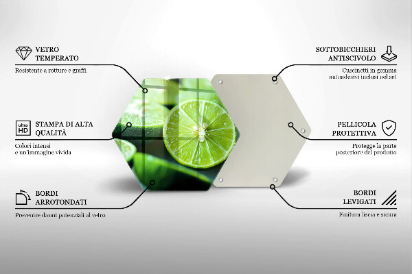 Chopping board glass Lime citruses