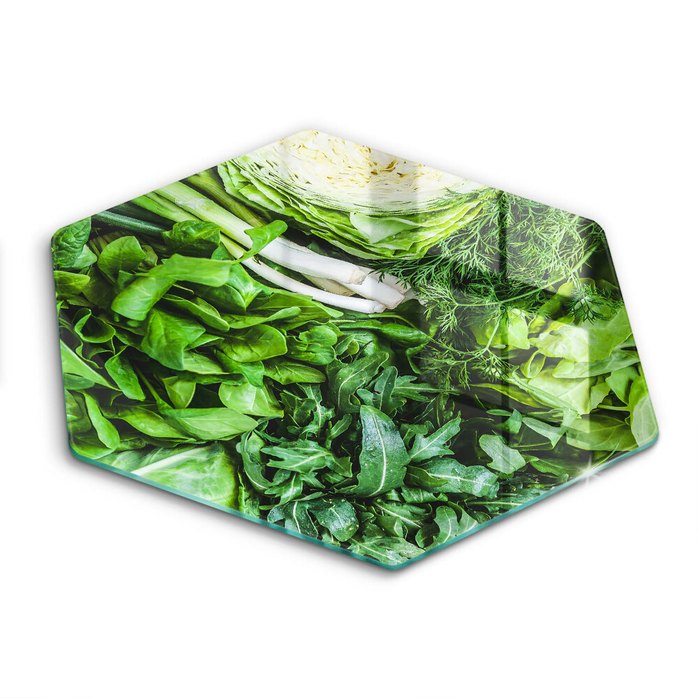 Chopping board glass Green vegetables