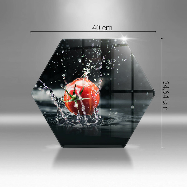 Chopping board glass Tomato in water