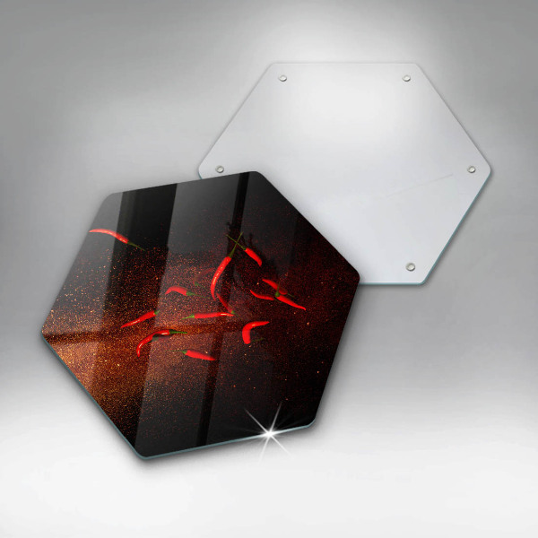 Chopping board glass Hot chili peppers