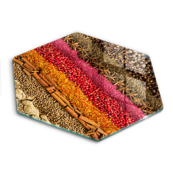 Chopping board glass Colorful spices