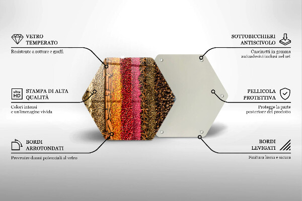 Chopping board glass Colorful spices