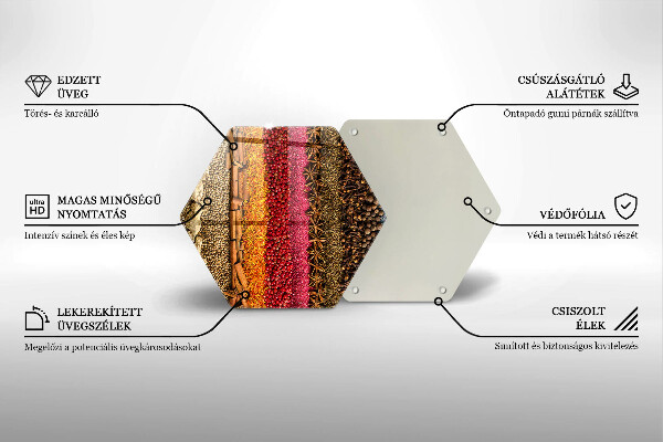 Chopping board glass Colorful spices