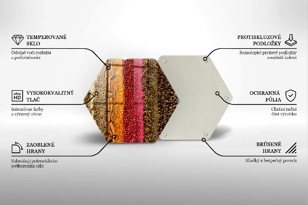 Chopping board glass Colorful spices