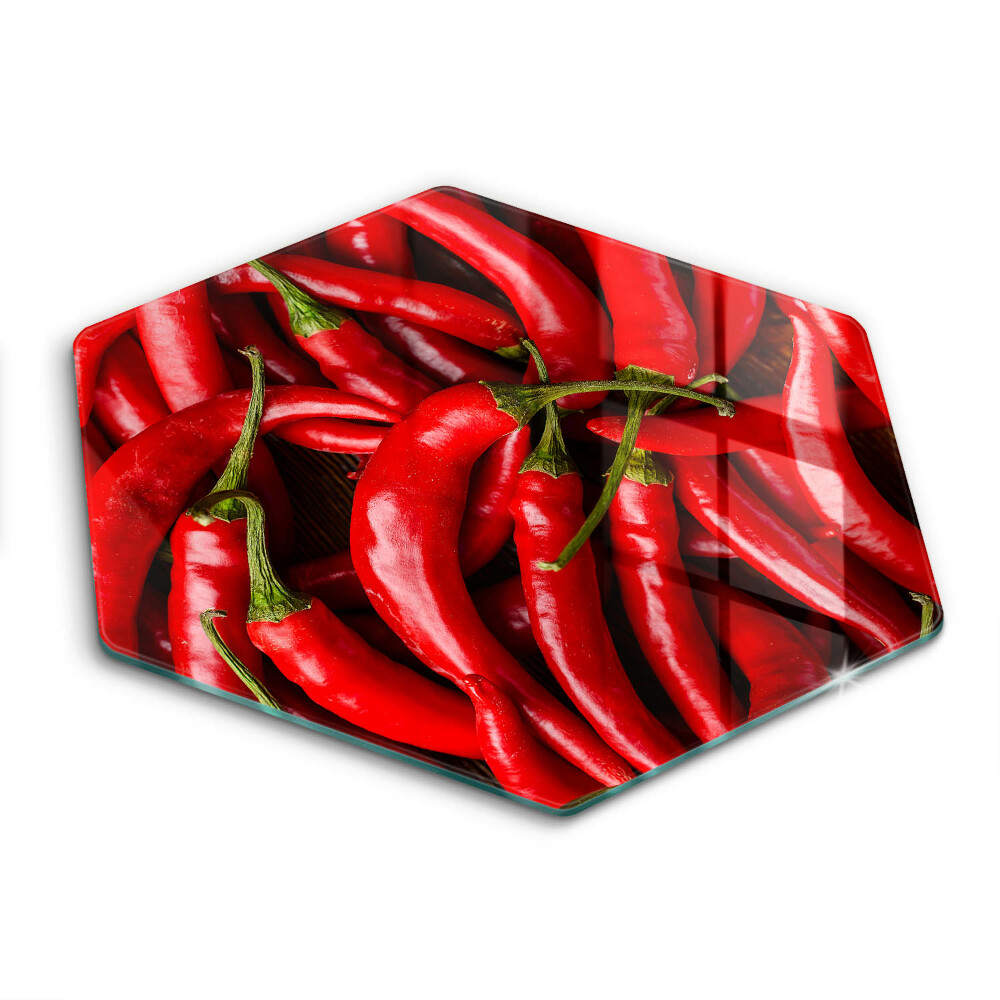 Chopping board glass Hot chili peppers