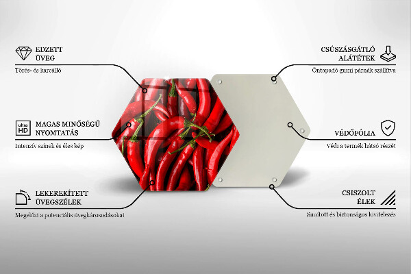 Chopping board glass Hot chili peppers