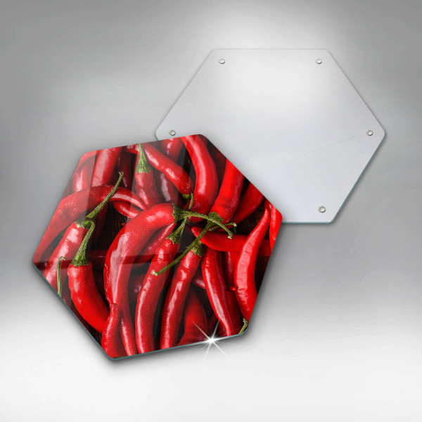Chopping board glass Hot chili peppers