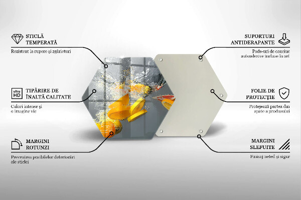 Chopping board glass Lemons in water