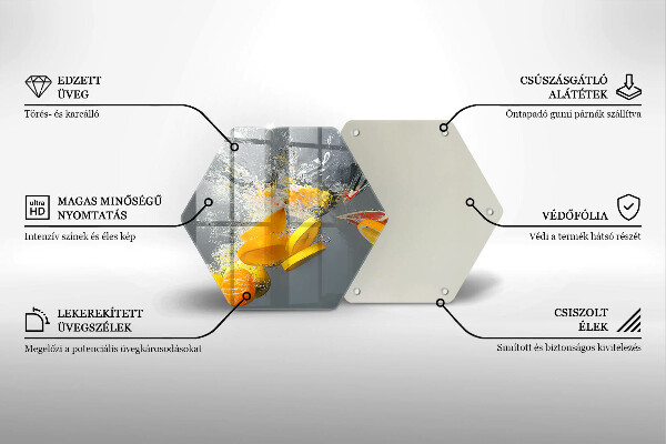 Chopping board glass Lemons in water