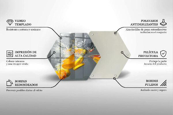 Chopping board glass Lemons in water