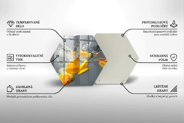 Chopping board glass Lemons in water