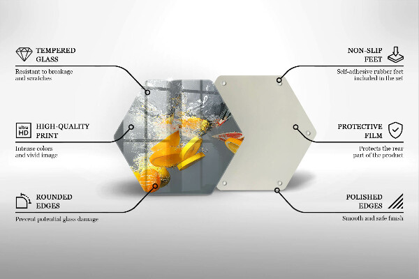 Chopping board glass Lemons in water