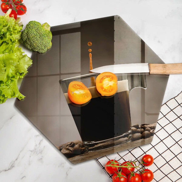 Chopping board glass Glass and coffee beans