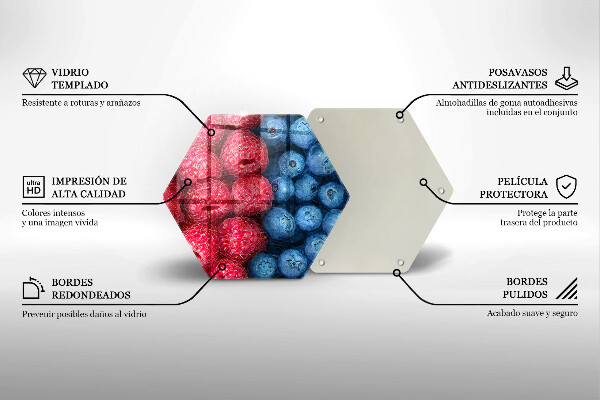 Chopping board Fruit of raspberry and blueberries