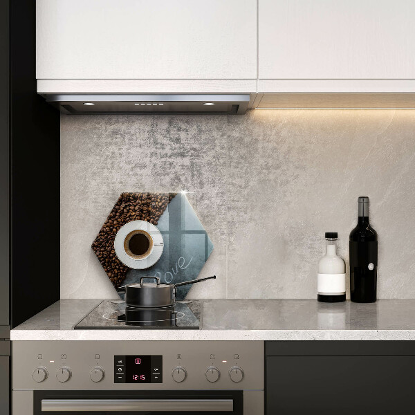 Chopping board Coffee beans and cup